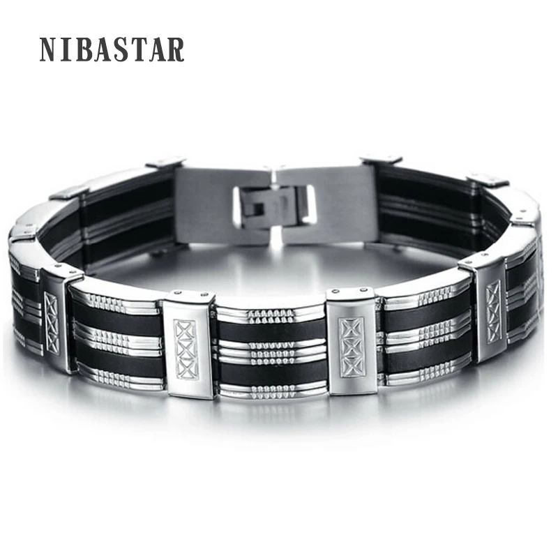 High Quality Personality Men Bracelet Stainless Steel & Silicone Bracelets Men Jewelry Accessories For Best Friends Wristband