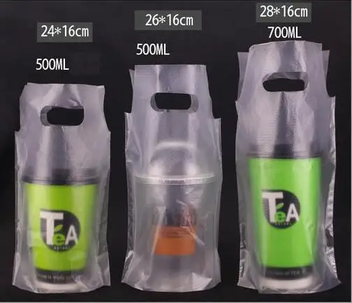 

500pcs/lot- Capacity. 500ML-700ML 5 Silk Disposable Plastic Bags Milk Tea Coffee Cup Take-out Packaging Bags