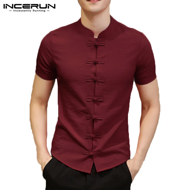 2023 Vintage Mens Shirts Dress Short Sleeve Button Down Slim Fit Summer Chinese Style Tee Tops Male Clothing Camisas Masculina AliExpress