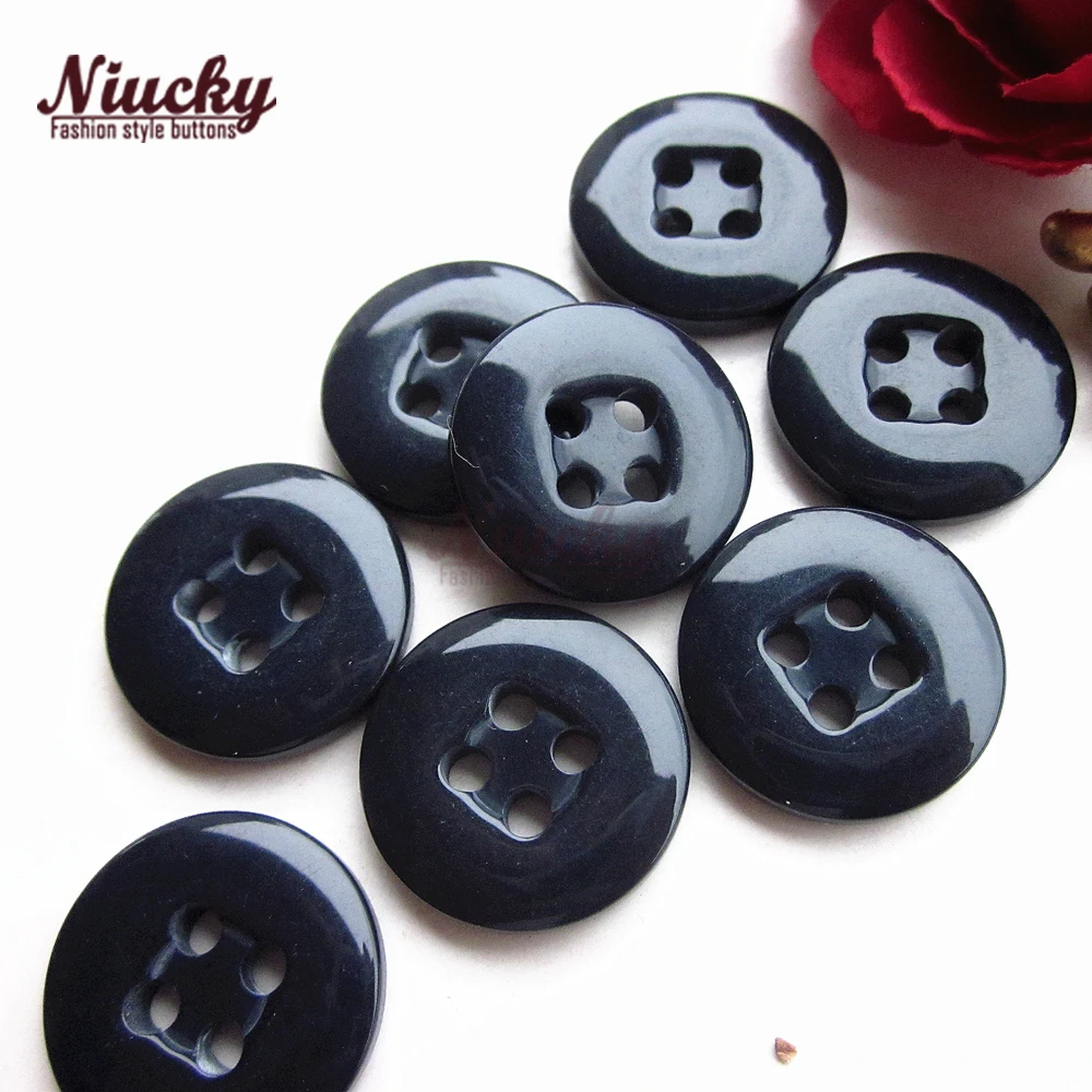 Niucky buttons 17.5mm 4 holes Black / Dark blue sewing button for Pant sweater cardigan High grade bulk sewing buckle R0201-050