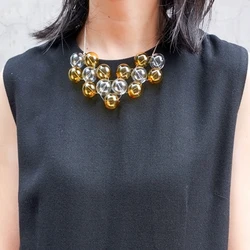 Stunning Chic Candy Color Soap Bubble Necklace For Women Punk Party Yellow And Transparent Glass Ball Choker Necklace Femme