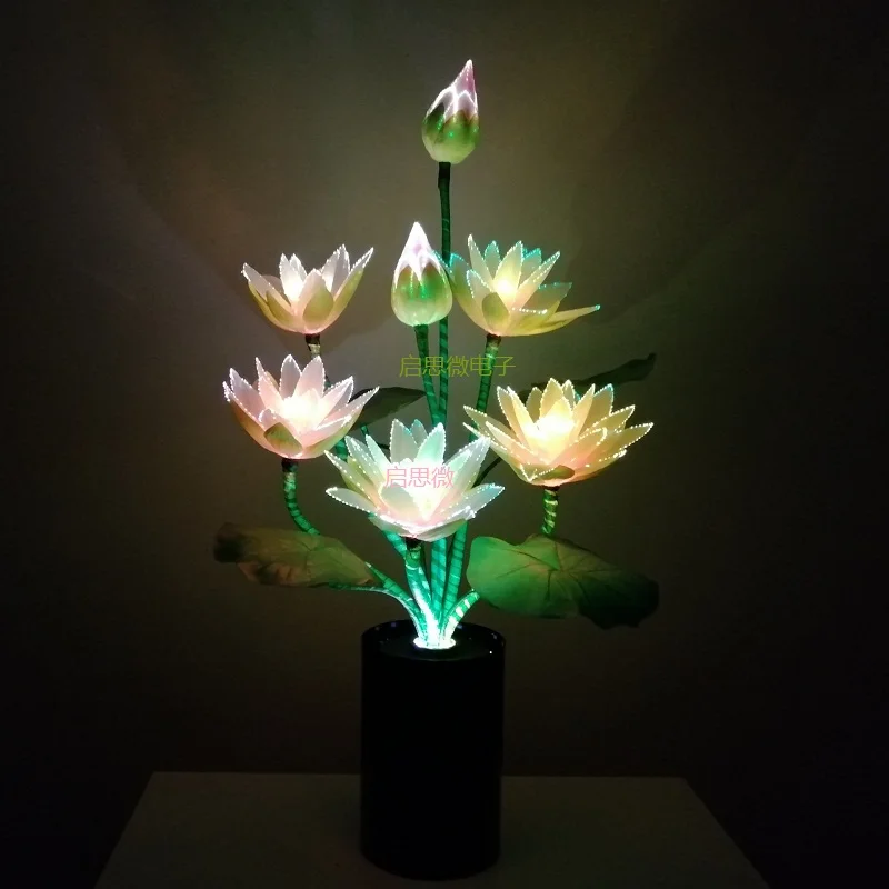 Imagem -02 - Lâmpada Led com Flor de Lótus Cabeças Novo Estilo Iluminação de Lótus Buda Novidade Fibra Óptica Artística