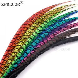 ZPDECOR 80-90CM 32-36 Inch ZEBRA Lady Amherst Pheasant Feathers Dyed