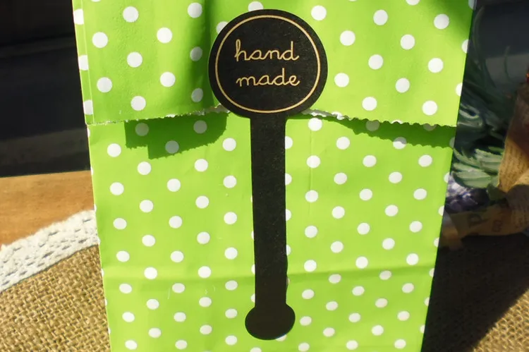 100Pcs Long Style "HAND MADE" Black Handmade Cake Packaging Sealing Label Kraft Sticker Baking DIY Gift Box Stickers M1201