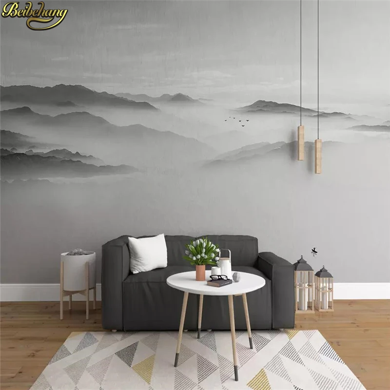

beibehang custom Cement gray abstract ink landscape wallpaper for living room background photo mural wall papers home decor