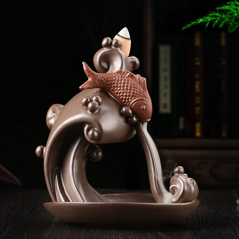 Ceramic creative tea incense smoke backflow backflow incense incense cloud out of sandalwood incense burner ornaments tower