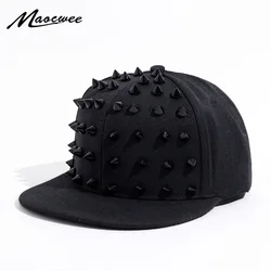 Unisex Punk jeż kapelusz osobowość Jazz Snapback Spike Studded nit Spiky czapka z daszkiem dla Hip Hop Rock Dance Bons czapki tirówki