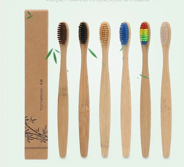 

30Pcs Mixed Natural Bamboo Handle Toothbrush Rainbow Colorful Whitening Soft Bristles Bamboo Toothbrush Eco-friendly Oral Care