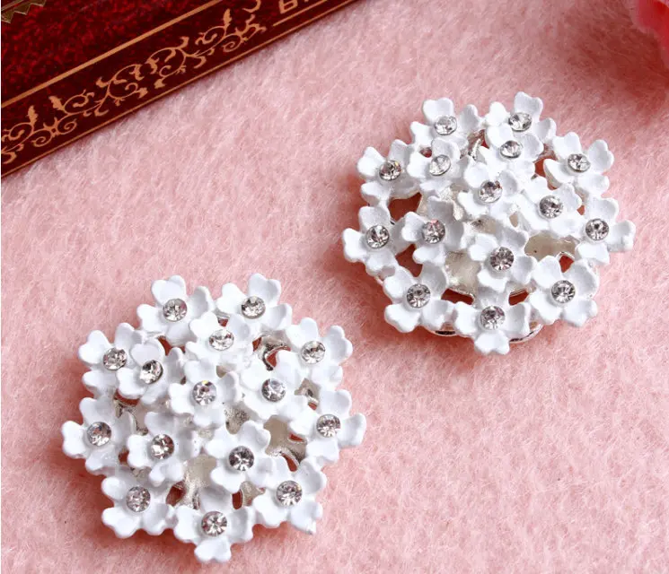 Free Shipping Wholesale 40pcs/lot 24x24mm Rhinestone Flatback Button For Hair Flower Wedding Invitation BXF133