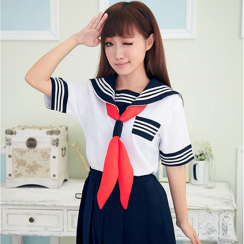 Bianco Estate Studentessa Uniforme Giapponese Classe Navy Sailor Scuola Uniformi Studenti Vestiti Per Le Ragazze Anime COS Sailor Navy Vestito