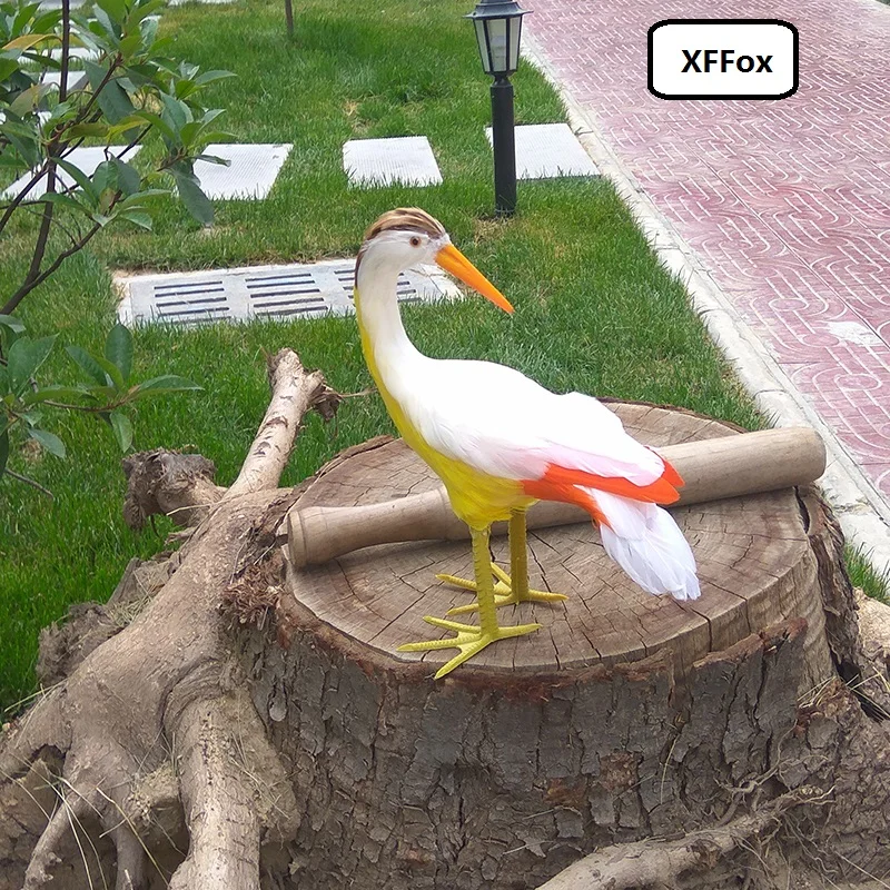 

cute simulation white&yellow crane model foam&furs real life crane bird gift about 30cm xf1088