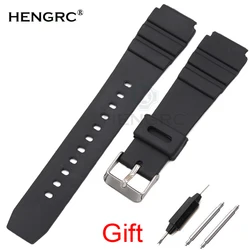 Rubber Watch Band Strap Sport Diving 18 20 22mm Men Silicone Bracelet With Silver Stainless Steel Metal Needle Buckle
