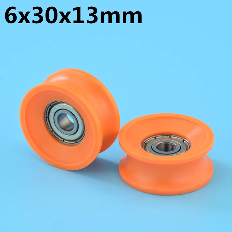 

1Pcs 6x30x13 mm U groove Nylon Plastic Wheel With Bearings POM hard Bearing Guide Pulley