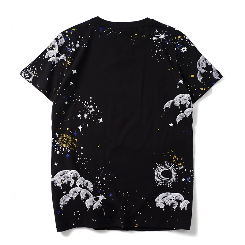 New 2019 Men Novelty Line tiger star cloud T Shirts T-Shirt Hip Hop Skateboard Street Cotton T-Shirts Tee Top Kenye #019