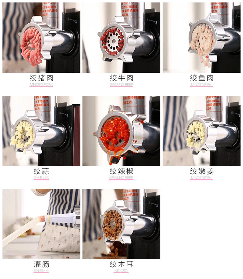 المنزلية اللحوم طاحونة متعددة الوظائف الكهربائية تويست حشو حقنة شرجية الثوم الفولاذ المقاوم للصدأ مفرمة لحم تجارية MGH