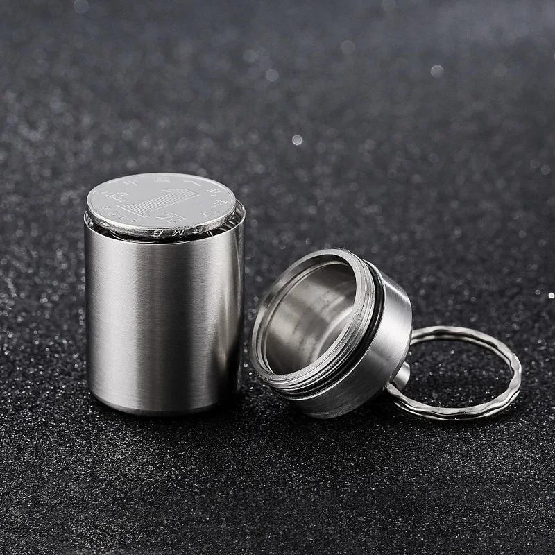 304 stainless steel waterproof warehouse creative coin tube sealed cans small pill box outdoor portable small medicine bottle