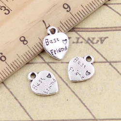 30pcs Charms Heart Best Friend 12x10mm Tibetan Silver Color Pendants Antique Jewelry Making DIY Handmade Craft