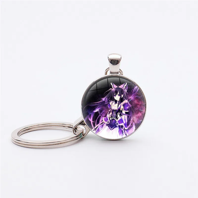 Popular Anime Date A Live Silver Plated Keychain Hermit Cute Princess Key chains Jewelry bijoux anime keychains Best Friend Gift