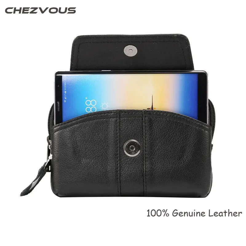 Men Genuine Leather Vintage Travel Cell Mobile Phone Belt Pouch Purse Waist Bag for iPhone 8 7 6 5s/6 7 8 plus for Below 6.0''