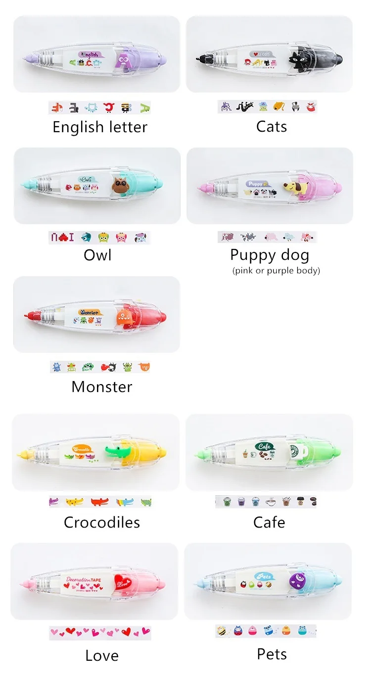 2 Rubans Correcteurs Décoratifs - Motifs Cœur Et Papillon - Pour Enfants, Scrapbooking, Déco - ABS/PC/POM - 4,3cm