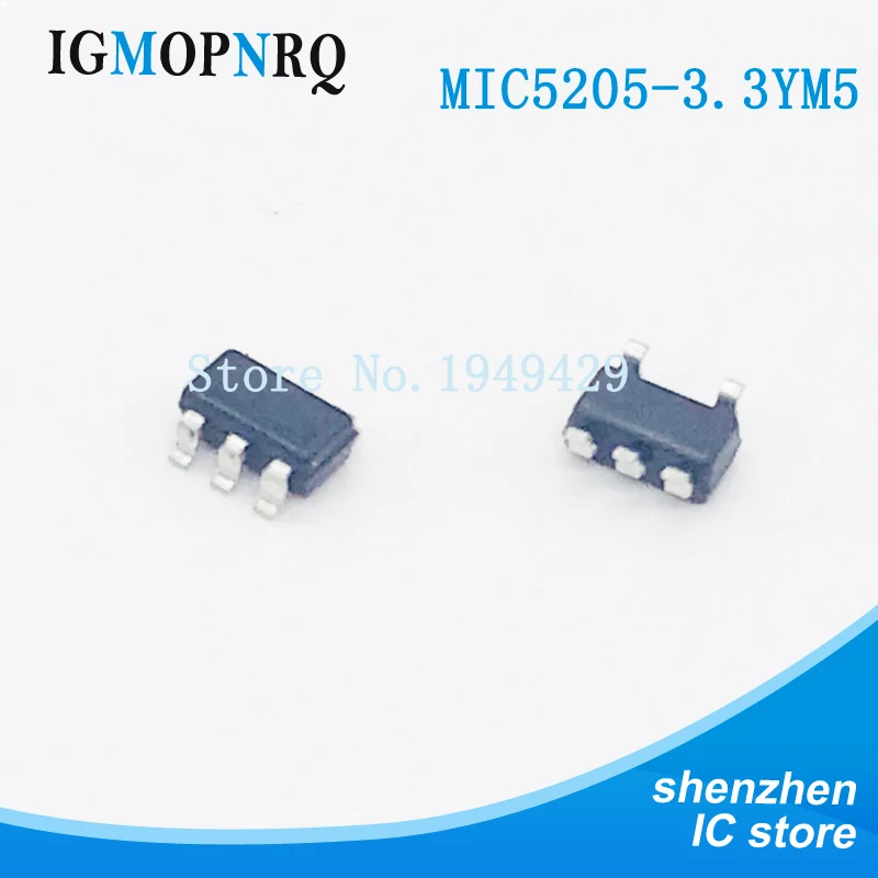 10pcs/lot MIC5205-3.3YM5 3.3V LDO regulator output voltage SMD SOT23-5 new