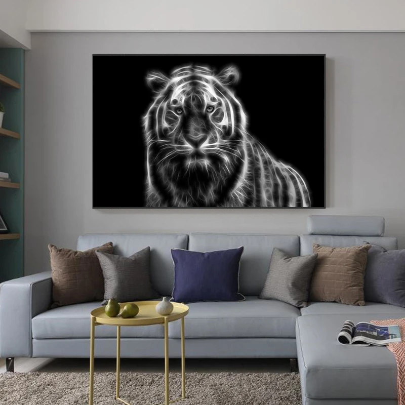 

Abstract Black and White Lion Canvas Painting Wild Animal Posters and Prints Modern Wall Art Picture Living Room Cuadros Decor