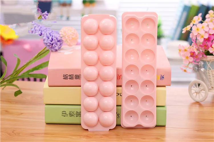 1PC 14 Grid PP Round Ice Lattice Tray DIY Ice Cream Maker Tools Frozen Ice Maker Mold Tray Random Color PF 005