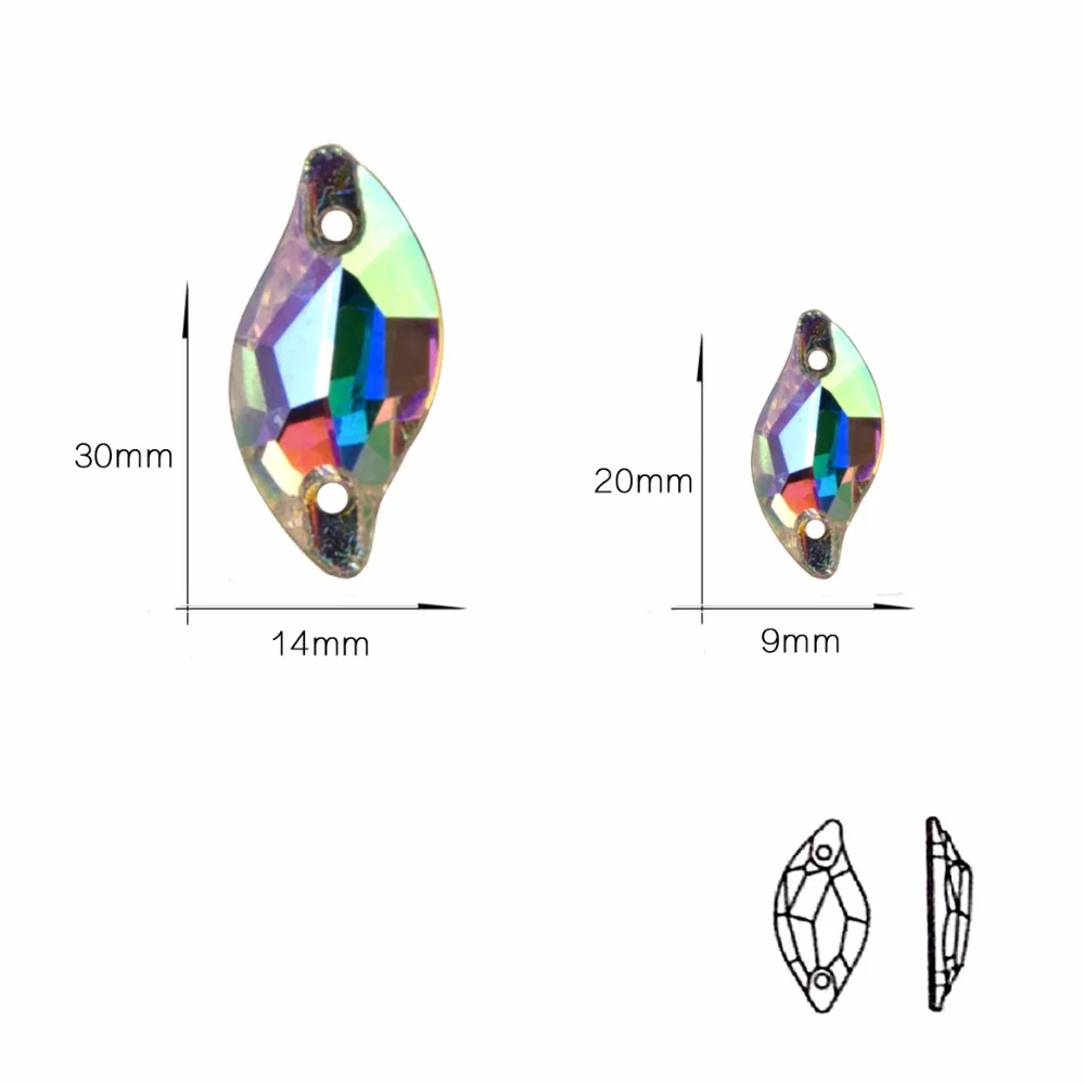 YANRUO 3254 Blatt-Strasssteine in allen Farben, S-Form, zum Aufnähen, Glaskristall, flache Rückseite, Strass-Applikation zum Nähen für Kleider – Detail 3