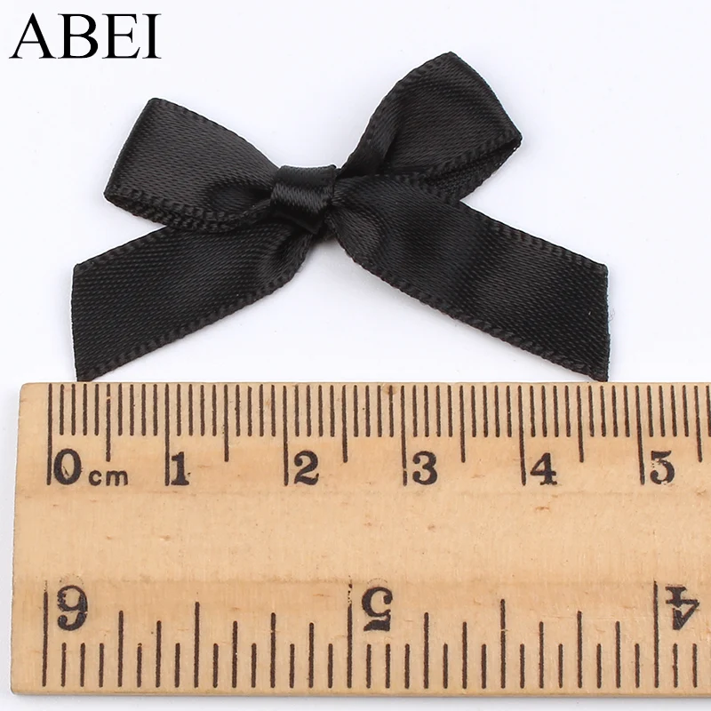 50pcs/lot Black Satin Ribbon Bow Sewing Garments Accessories DIY Bow Ties for Wedding Party Scrapbook Home Decoration Ornaments