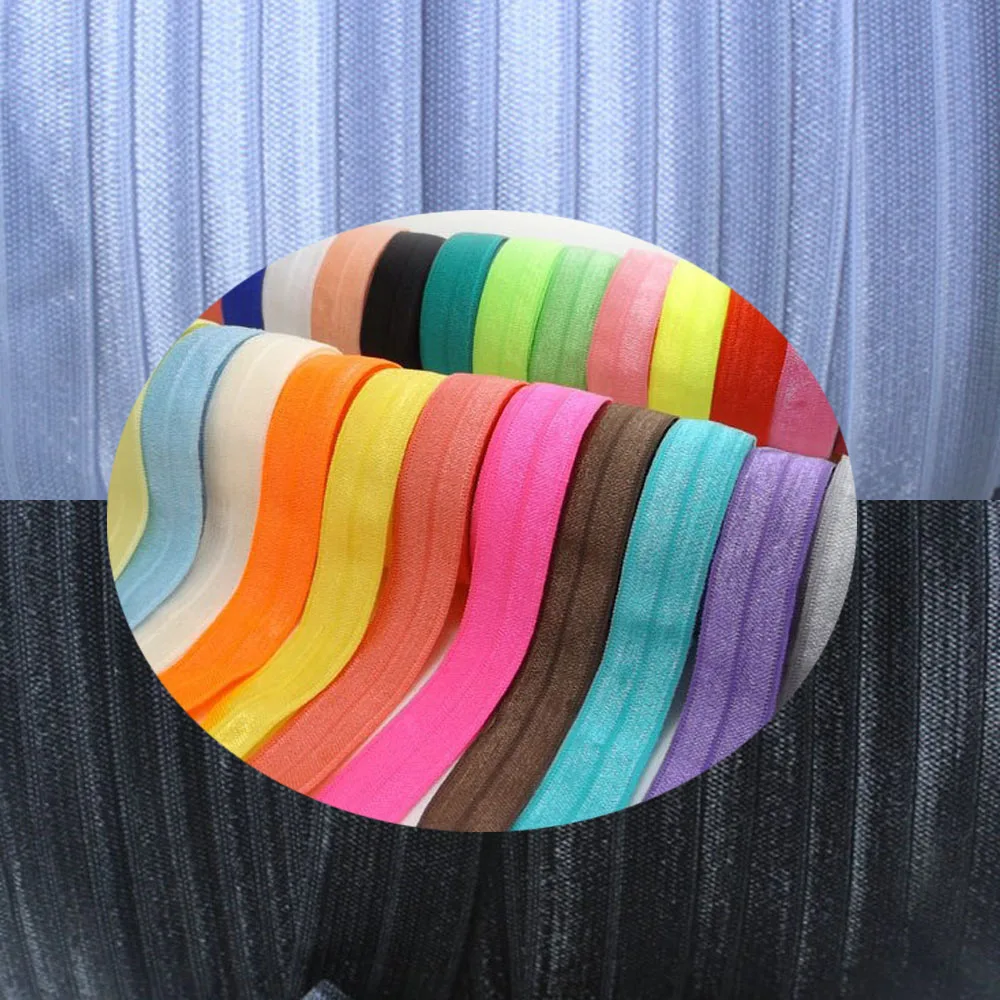 Wholesale Solid Fold Over Elastic Shiny And Matt FOE Elastic For Accessories 100Yards Per Lot