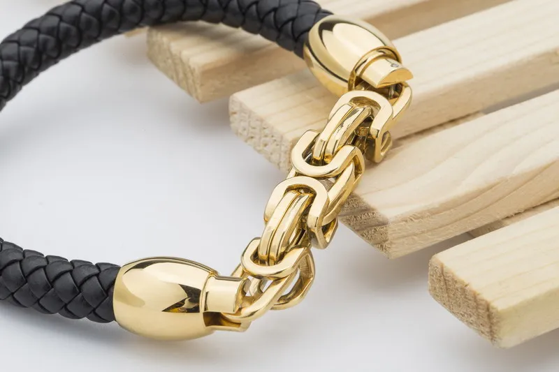 TYO New Arrived Brand Genuine Leather Bracelets for Women European Fashion Knight Stainless Steel Charm Bangles Black