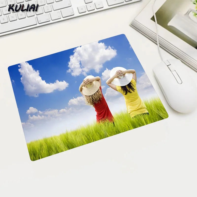 KULIAI Fresh Green Field Wallpaper Mouse Pad 22X18 Cm Rectangular Non-slip Laptop Mouse Pad Suitable for Company Wholesale Order