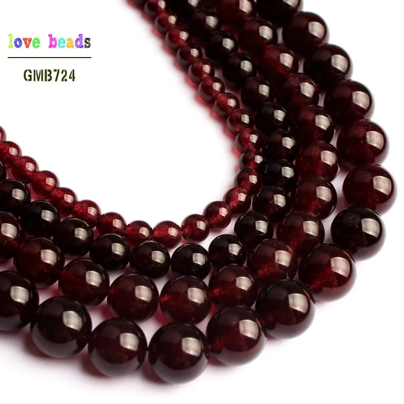 Garnets Stone Beads Dark Red Jades Round Beads for DIY Bracelet Jewelry Making 15\