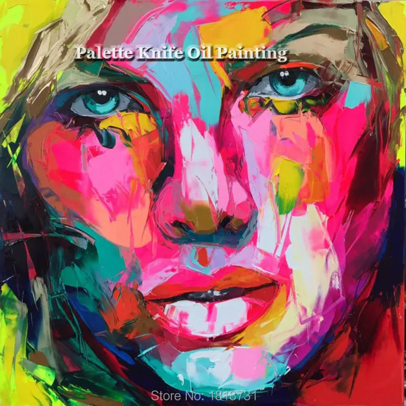 

Hand painted Francoise Nielly Palette knife portrait Face Oil painting Character figure canva wall Art picture15-35