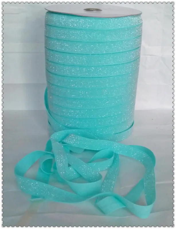 

Stretch Metallic Velvet Ribbon Aqua Sparkle Ribbon 5/8" Elastic Glitter Velvet Ribbon