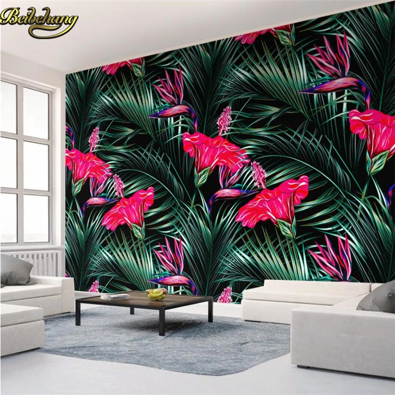 

beibehang Plant flamingo papel de parede 3D wall papers wallpaper for walls 3 d Murals for TV backdrop Wedding Room living room