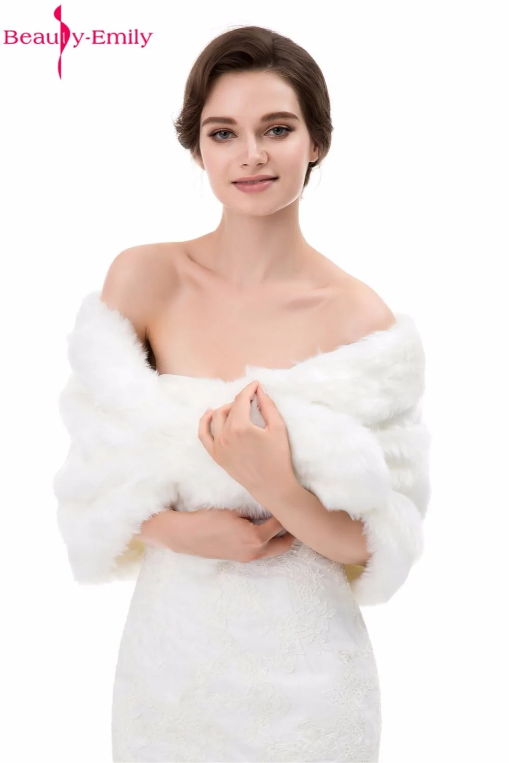 

Fashion White Wedding Wraps Shawl Cloak Accessories Bridal Bolero Winter Wraps Coat Stole Faux Fur Fabric For Brides