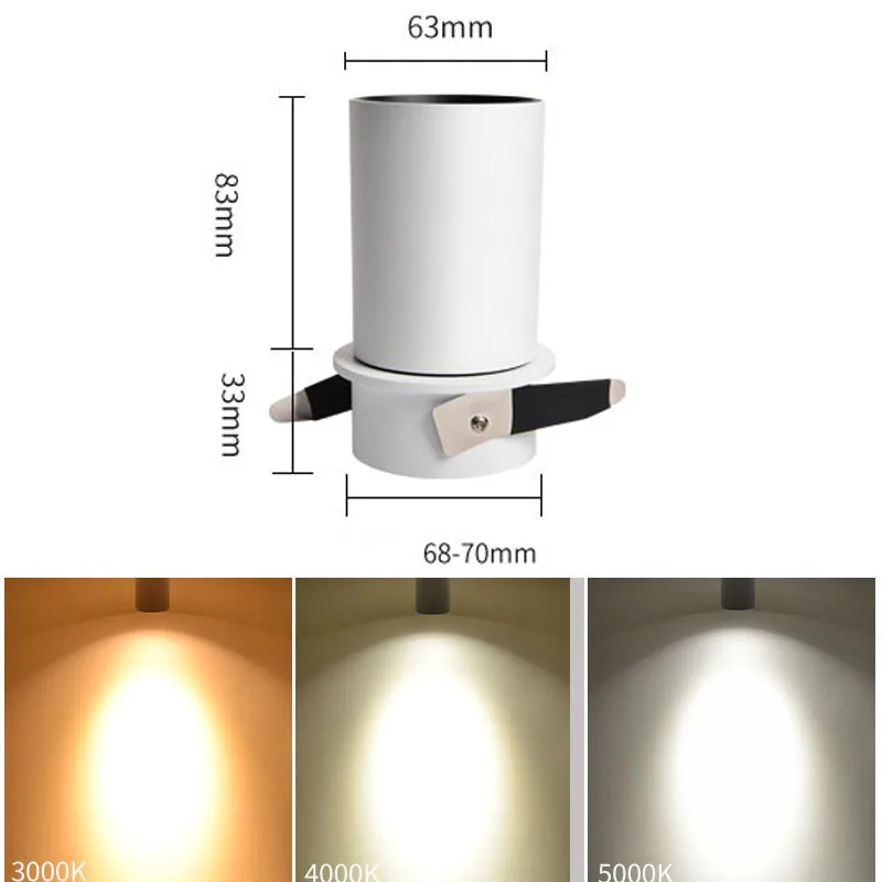 7W 12W LED Embedded Ceiling Light Living Room Simple Nordic Adjust Up Down Left And Right COB Down Lights