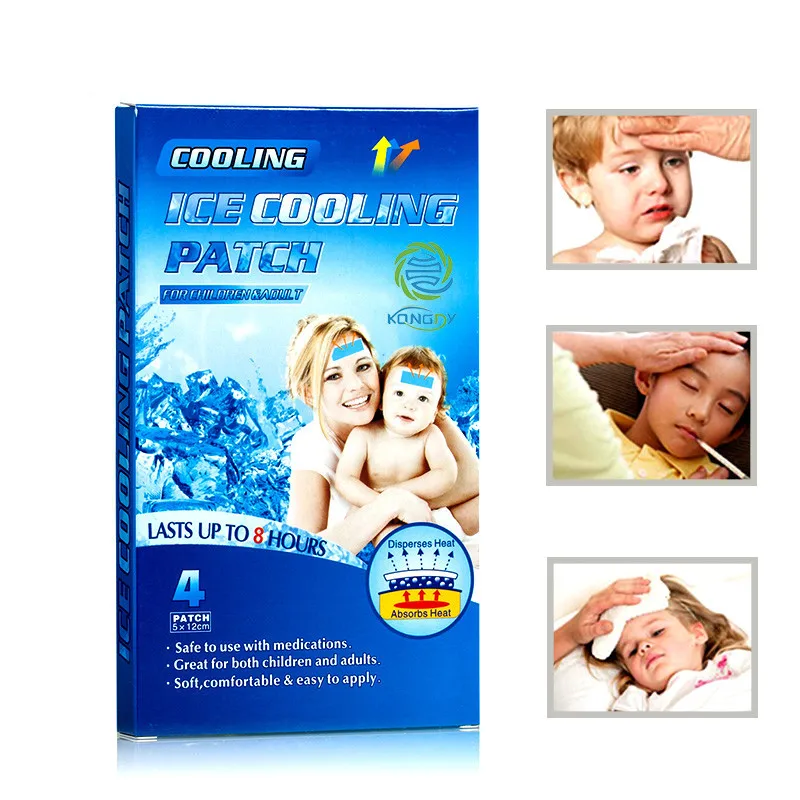 

KONGDY 24 Pieces=6 Blue Boxes Cooling Gel Patch to Lower Fever Headache Stress Relief Pads for Baby Fever Adult Hot Flashes