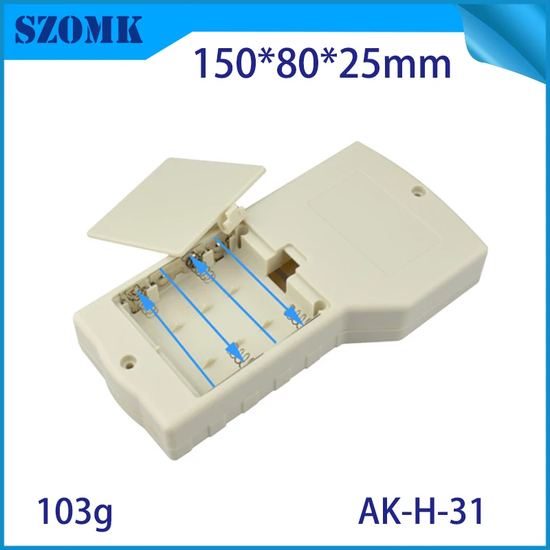 1 Piece 150*80*25mm 4x AA battery plastic electronics handheld enclosure for pcb LCD display instrument project housing box