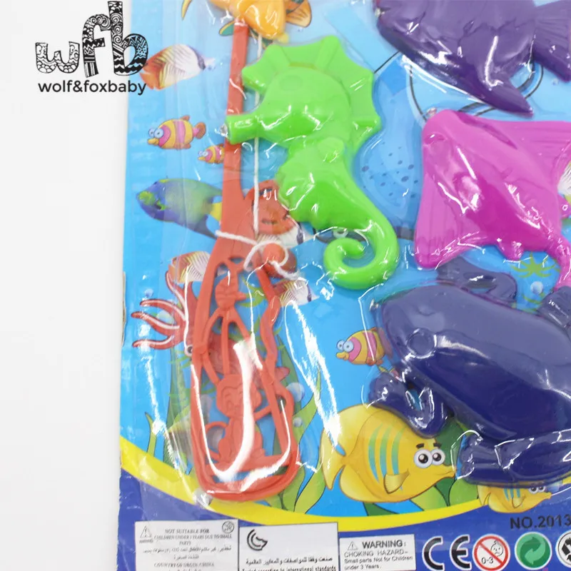 Retail 6pcs/pack magnetic fishing game 5fishes model Baby infant Educational Toys intelligence