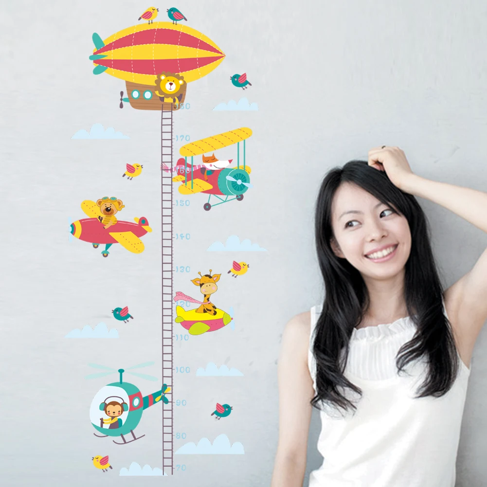 3d Cartoon Hot air balloon Measure Height Sticker Wall Stickers Kindergarten Kids Room Decor Children Height Ruler Stadiometer