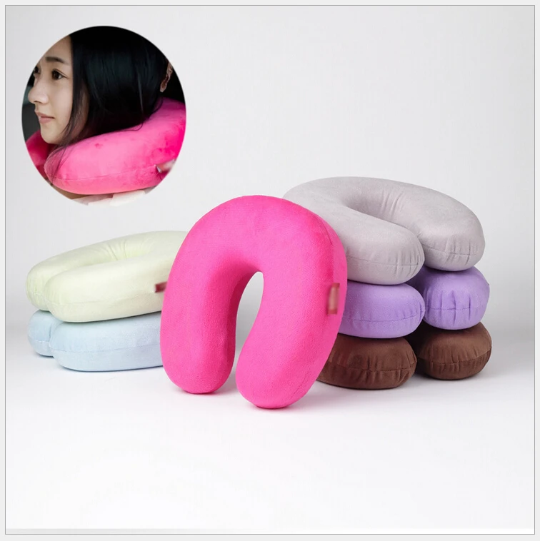 

2017Pure Color U Shaped Neck Micro Beads Rest Airplane Car Travel Bed Pillow Memory Foam Bedding Set