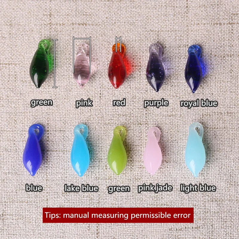 5pcs/lot 7mmx20mm Lampwork Glass Beads Water Drop Colored Glass Beads Big Hole 2mm Bead for Necklace Earrings DIY Jewelry Making