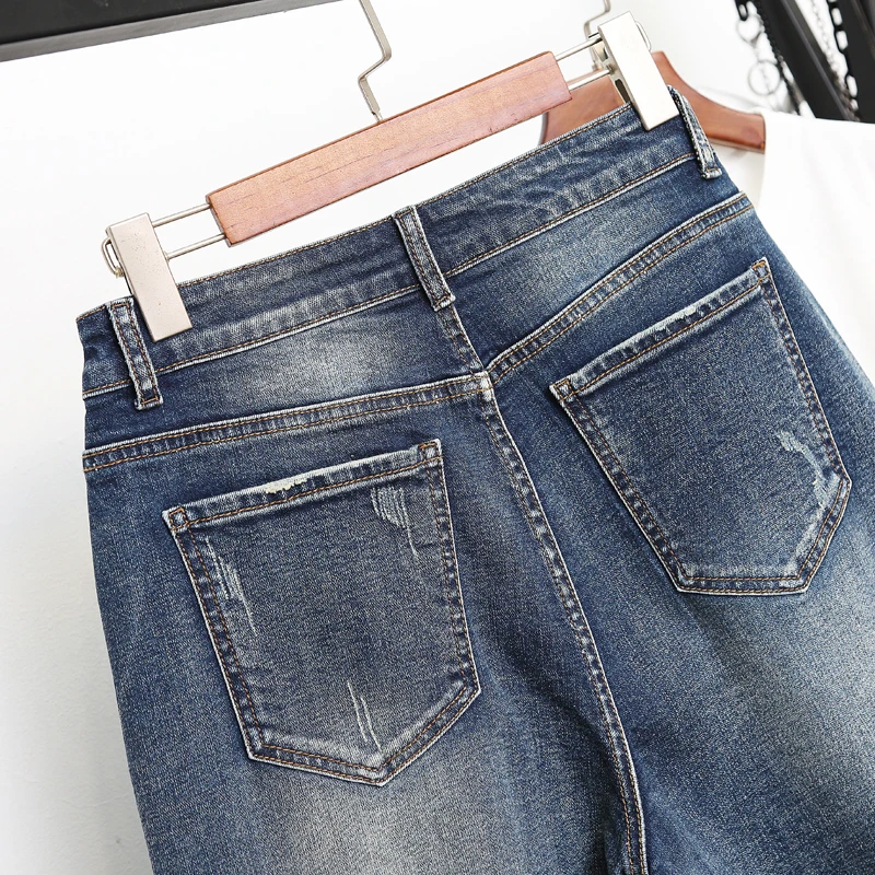 Spring Autumn Ripped Jeans For Women Jeans Woman  XL-5XL Casual High Waist Ladies Vintage Harem Pants Vaqueros Mujer