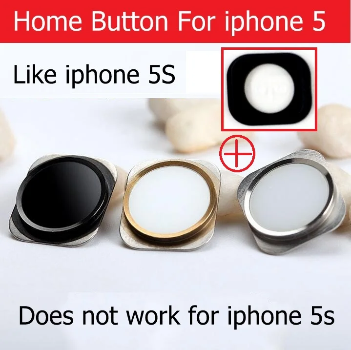 New OK Home button For iPhone 5 Home Button Key with Metal Ring Looks Like 5S return button with silicone gasken Replacement