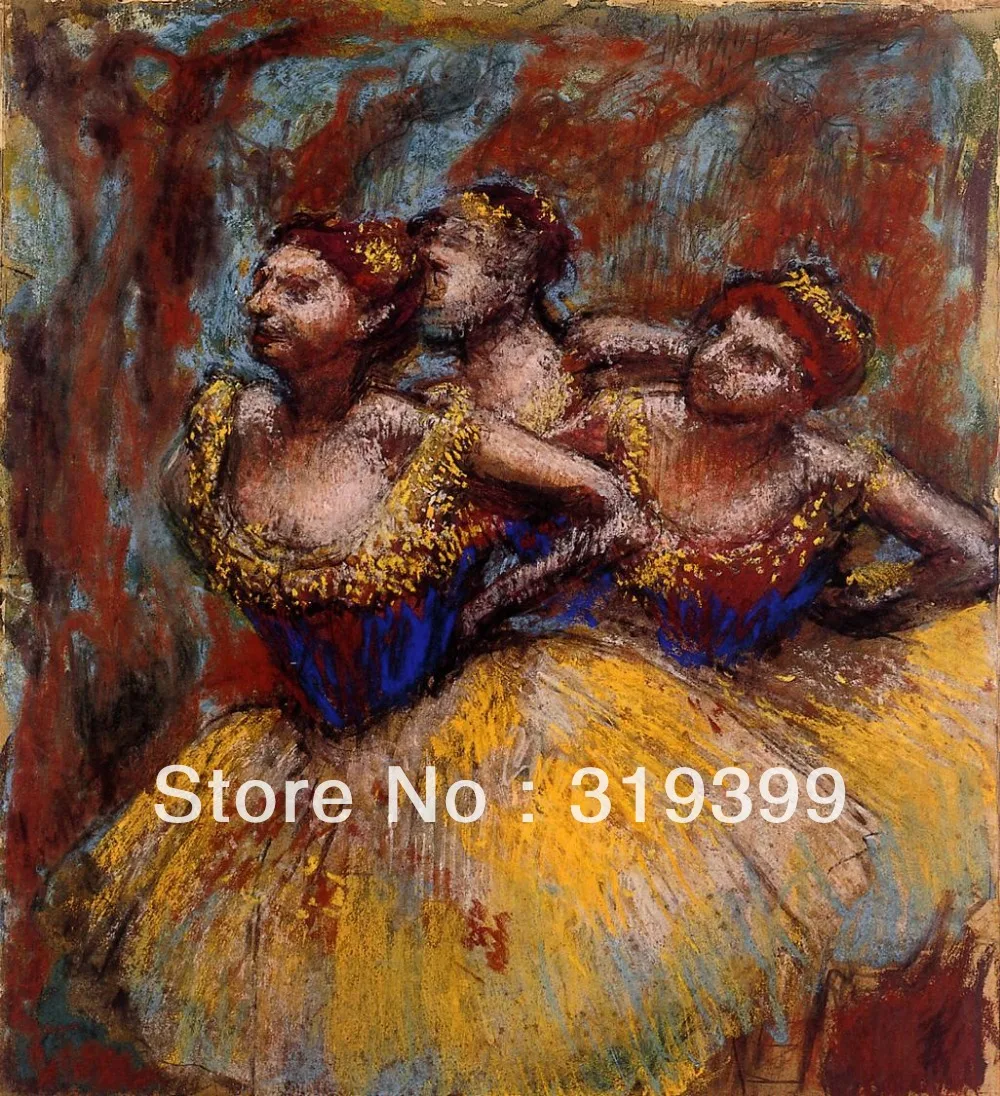 

100% handmade Oil Painting Reproduction on Linen Canvas,Three Dancers by edgar degas,free Shipping,Ballet oil paintings