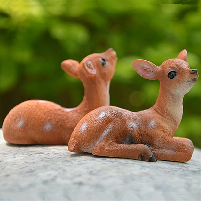 Pastoral Sheep Garden Figurines Deer Squirrel Miniature Figurines Ornaments Outdoor Bonsai Garden Decoration