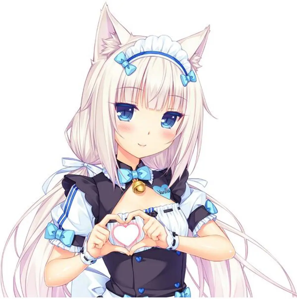 Biamoxer Womens NEKOPARA Chocola Vanille Maid Cosplay Kostuum Sexy Leuke Jurk Volledige Set
