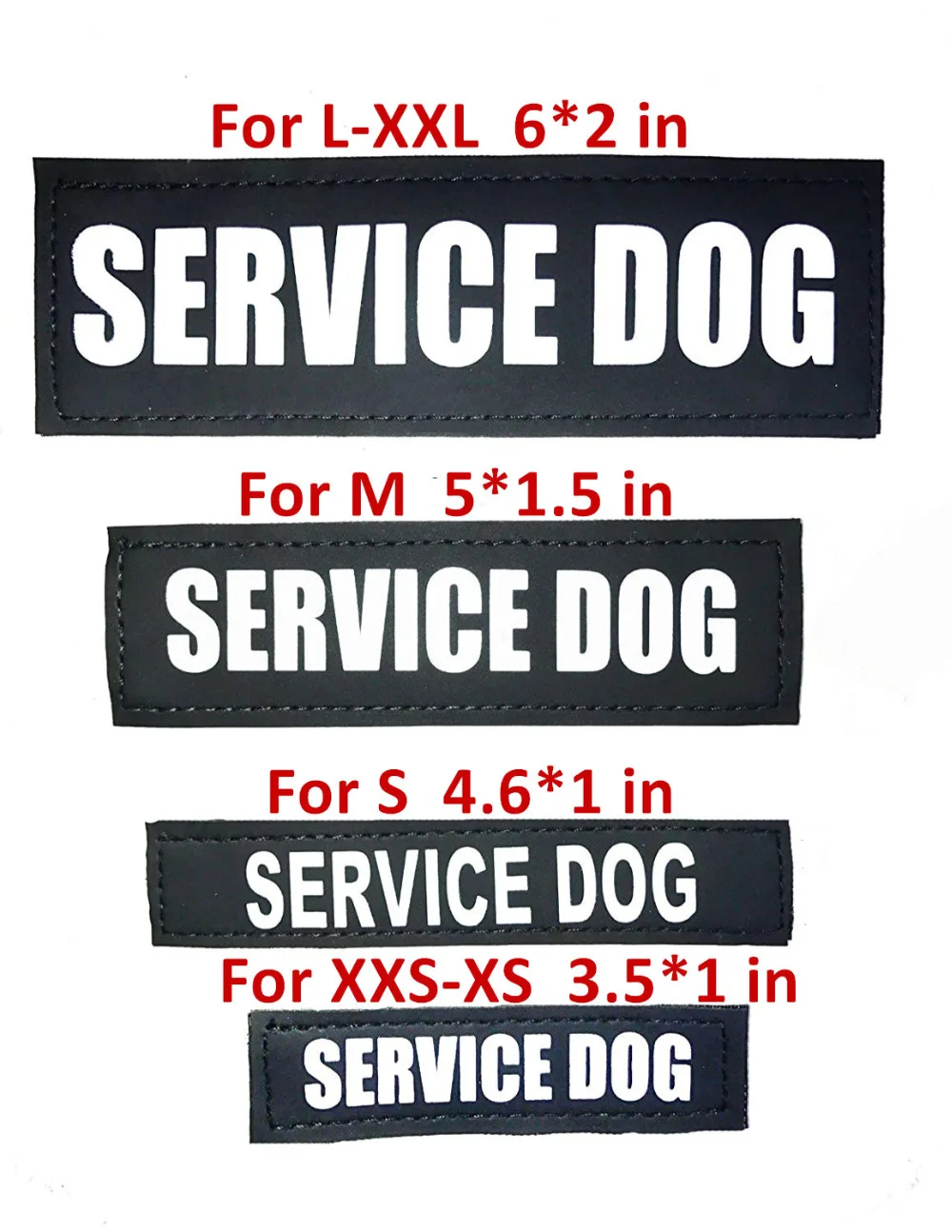 Pet Dogs And Cats Reflective Patches For Harness Vest Collar Hook Backing SERVICE DOG,IN TRAINING,EMOTIONAL SUPPORT,DO NOT PET